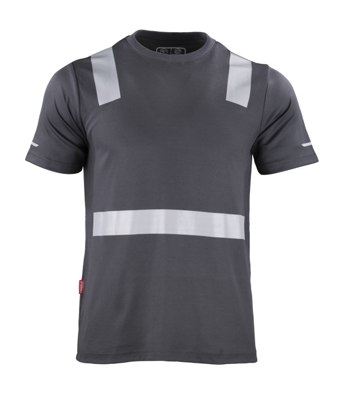 Polera cuello redondo hibrida cinta reflectiva manga corta