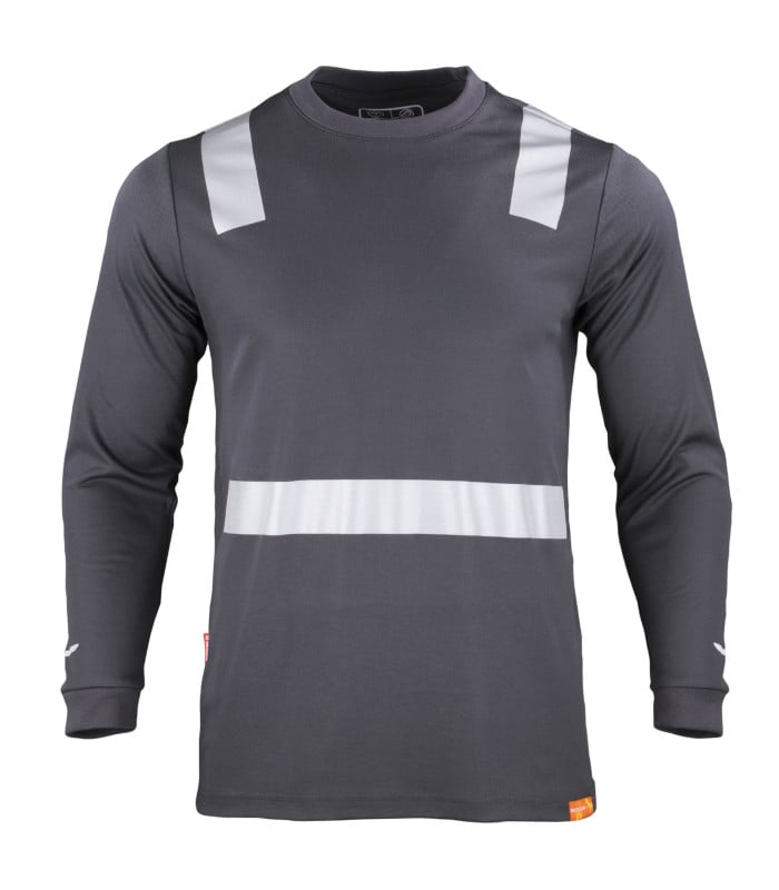 Polera cuello redondo hibrida cinta reflectiva manga larga