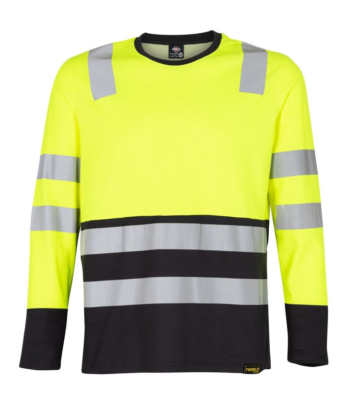 Polera cuello redondo hibrida hi-vis bi color